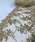 Champagne Floral Embroidered Lace Table Runner by the Yard, 14" Wide Sequin Mesh Lace Trim with Scalloped Edges